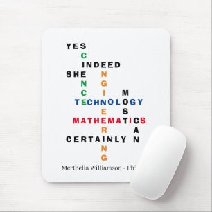 Stylish YES SHE CAN Motivational STEM Mouse Pad