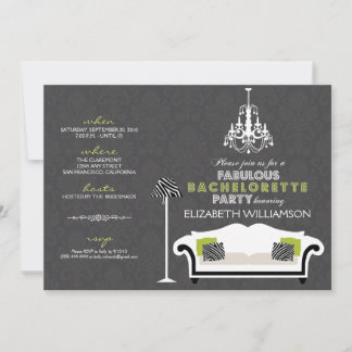 Stylish Zebra Decor Bachelorette Invite (black)