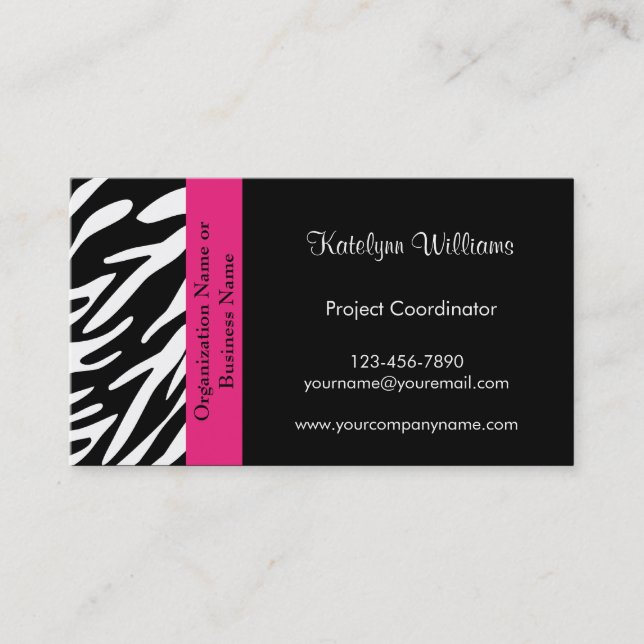 Stylish Zebra Print Business Cards (Front)