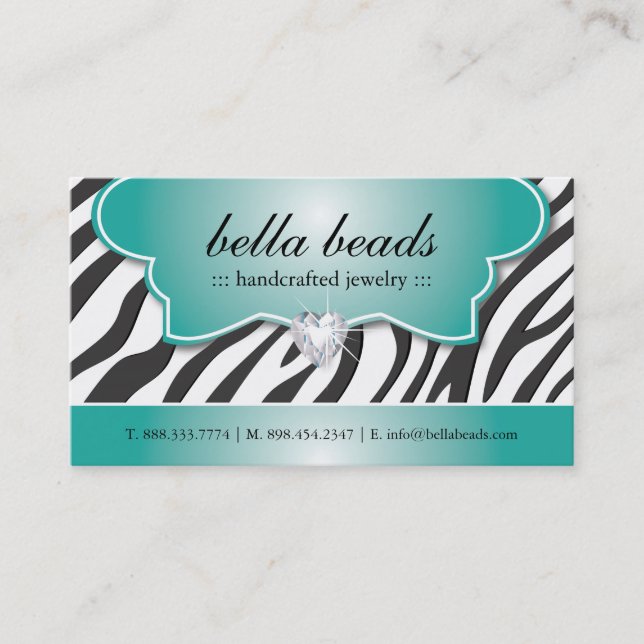 Stylish Zebra Print Business Cards (Front)
