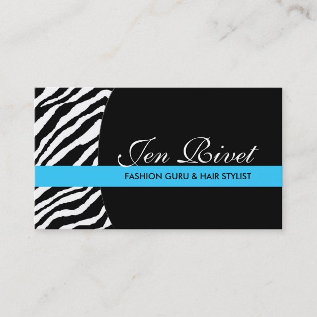 Stylish Zebra Print Business Cards (Front)
