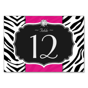 Stylish Zebra Print Wedding Table Number Card