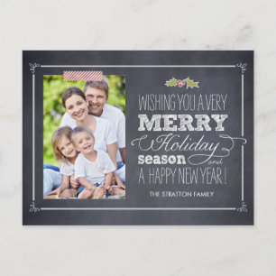 Stylishly Chalked Holiday Photo Card Postcard