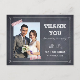 Stylishly Chalked Wedding Thank You Card