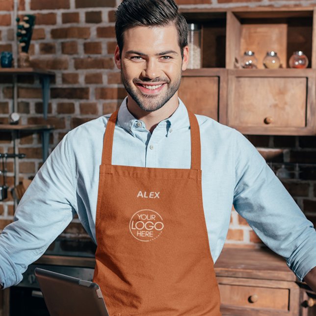 Stylishly Chic Dark Orange Company Logo Protective Apron (Creator Uploaded)