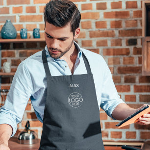 Stylishly Chic Navy Blue Company Logo Protective Apron