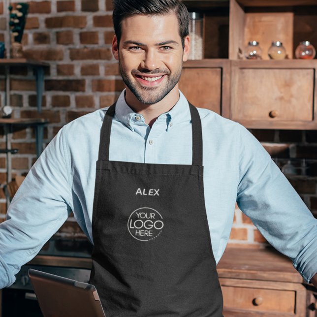 Stylishly Elegant Black Company Logo Protective Apron (Creator Uploaded)
