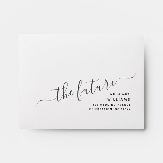 Stylishly Modern Flirty The Future Mr and Mrs RSVP Envelope (Front)