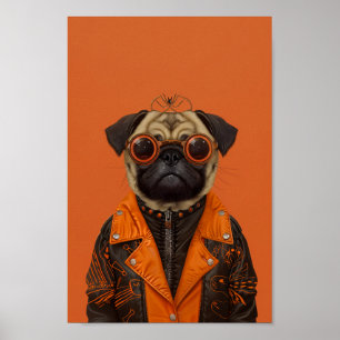 Stylishly Spooky Pug Poster