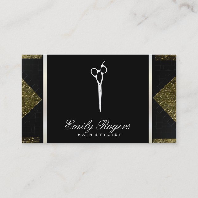 STYLIST / Black & Gold Tiles Business Card (Front)