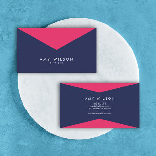 Stylist Colour Block Vibrant Pink Blue Modern Business Card