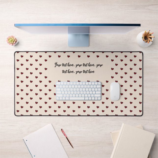 Stylist Cute Sweet Red Heart Pattern Monogram gift Desk Mat (Office 1)