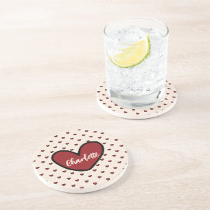 Stylist Cute Sweet Red Heart Pattern Wedding Party Coaster