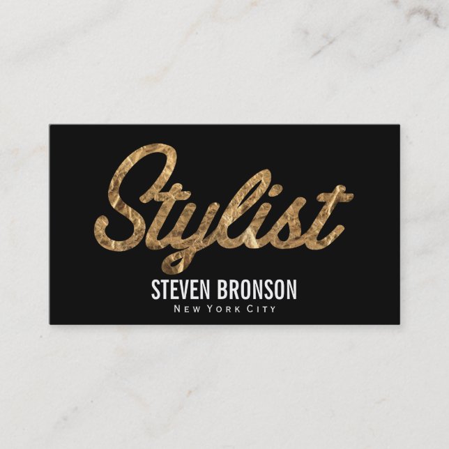 Stylist | Gold Script Business Card (Front)