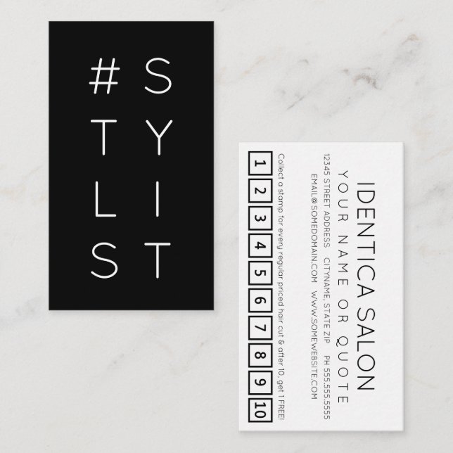 #STYLIST hashtag loyalty punch card (Front/Back)