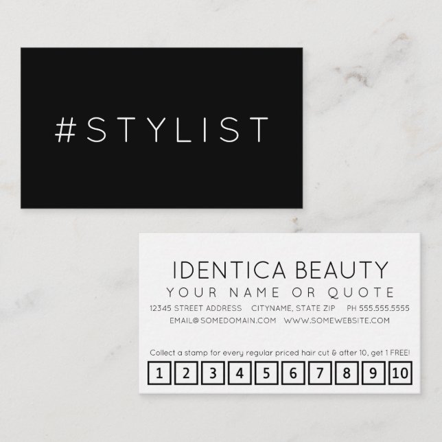 #STYLIST hashtag loyalty punch card (Front/Back)