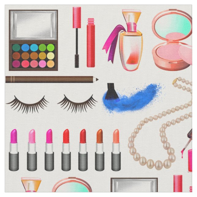 Stylist makeup lipstick cosmetics varnish paints fabric (Close Up)