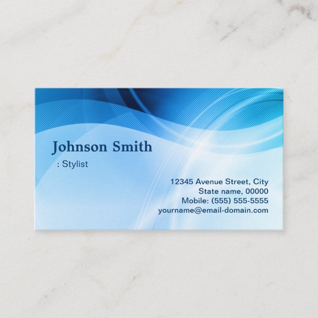 Stylist - Modern Blue Creative Business Card (Front)