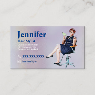 Stylist Pearl Photo Business Card with QR Code