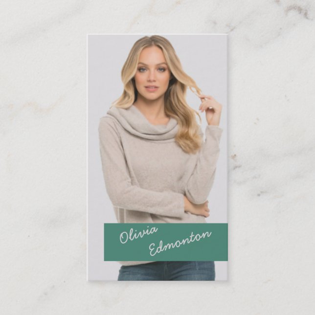 Stylist Photo Photo Custom Template Minimalist Business Card (Front)