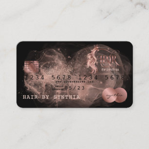 Stylist Pink Stylized Gold Hair Credit Card