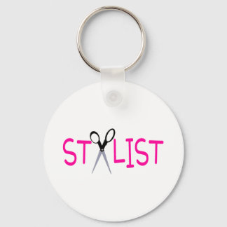 Stylist Pink with Scissors Key Ring