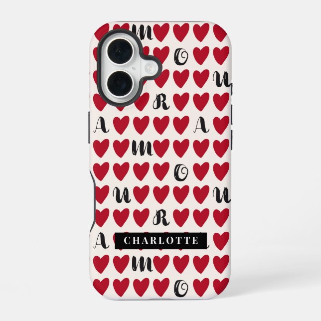 Stylist Sweet Heart Pattern Monogram iphone Case (Back)