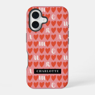 Stylist Sweet Heart Pattern Monogram iphone Case