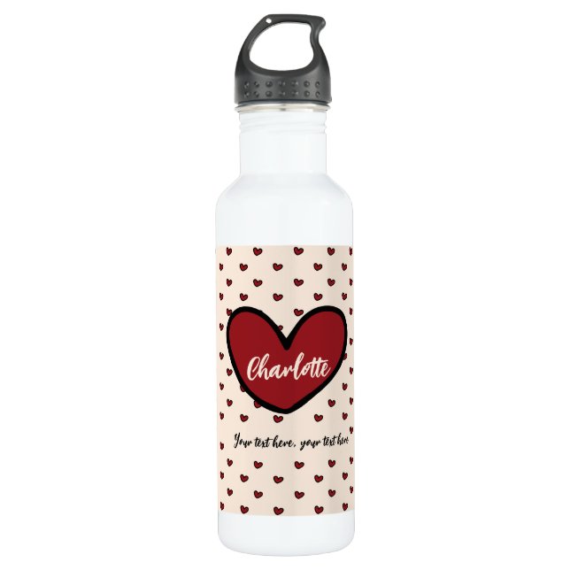Stylist Sweet Heart Personalised gifts template  710 Ml Water Bottle (Front)