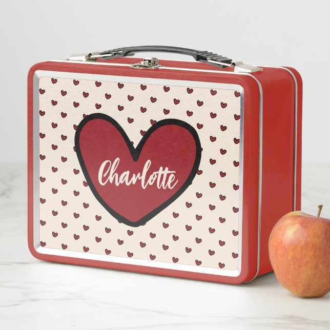 Stylist Sweet Heart Personalised gifts template  Metal Lunch Box (In Situ)