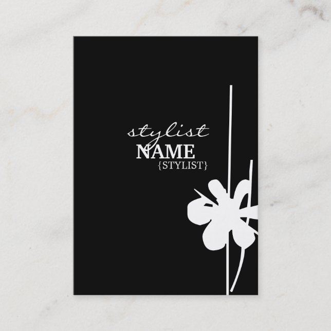 Stylist Vertical Black Shubby Appointment Card (Front)