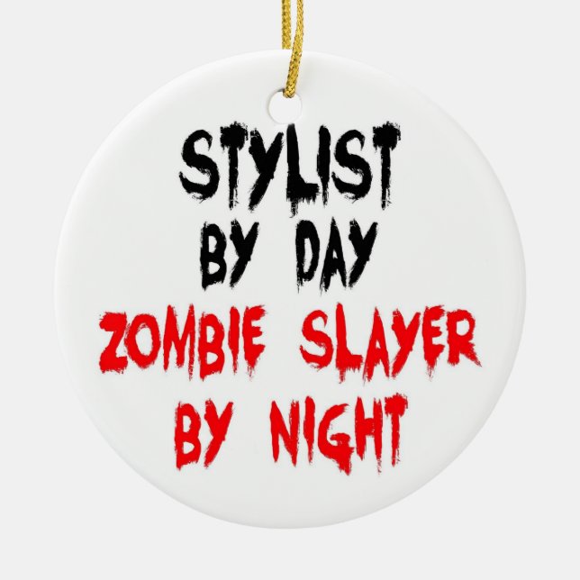 Stylist Zombie Slayer Ceramic Tree Decoration (Front)