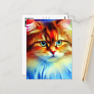 Stylistic Siberian Cat Postcard