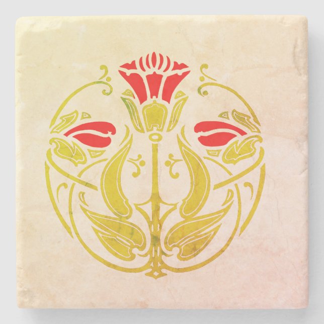 Stylistic Tulip Stone Coaster (Front)