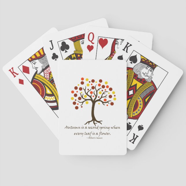 Stylized Autumn Tree; Autumn is a Second Spring Playing Cards (Back)