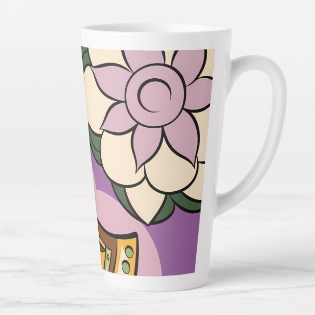 Stylized Axe and Flower Design Latte Mug (Right)