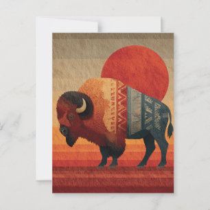 Stylized Bison with Native American Patterns Postcard