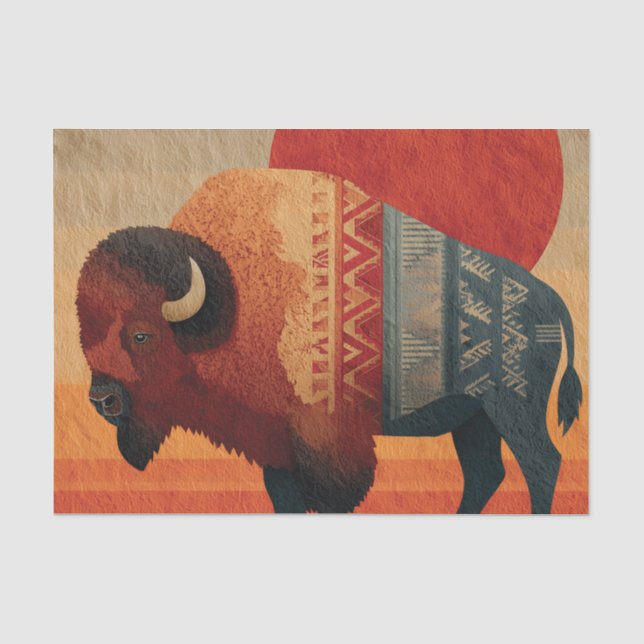 Stylized Bison with Native American Patterns  Tissue Paper (Front)