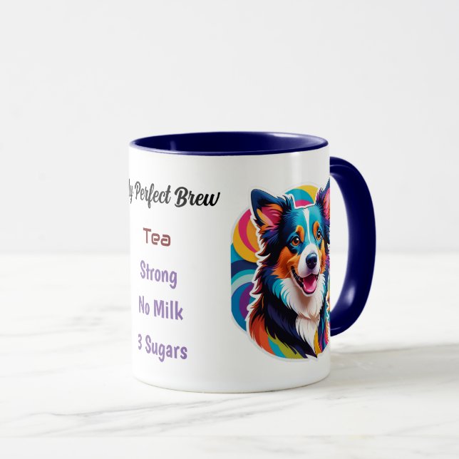 Stylized Border Collie - My Perfect Brew  Mug (Front Right)