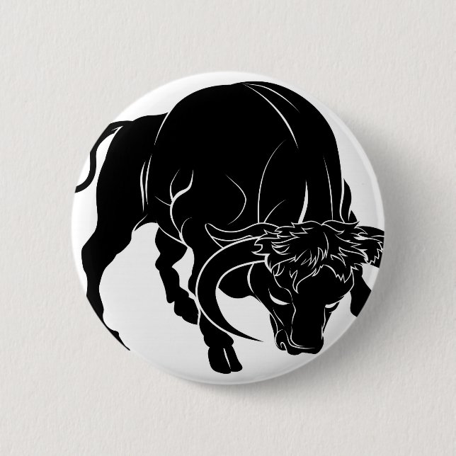 Stylized bull illustration 6 cm round badge (Front)