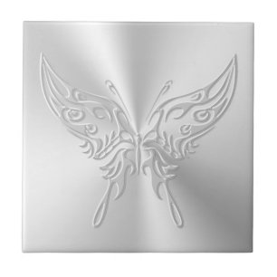 Stylized Butterfly Round Tail, Embossed-effect Tile