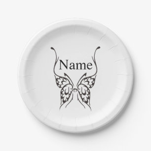 Stylized Butterfly Tattoo Thunder_Cove Paper Plate