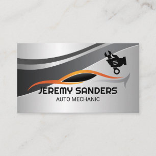 Stylized Car Logo Mechanic Wrench Logo Business Card