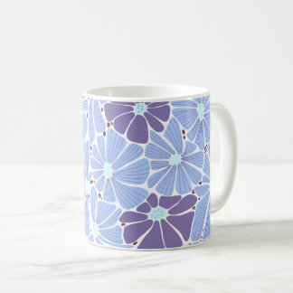 Stylized daisy digital pattern - blue coffee mug
