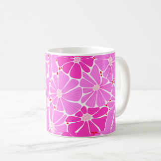 Stylized daisy digital pattern - pink coffee mug