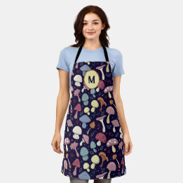 Stylized Dark Forest Mushroom Custom Apron