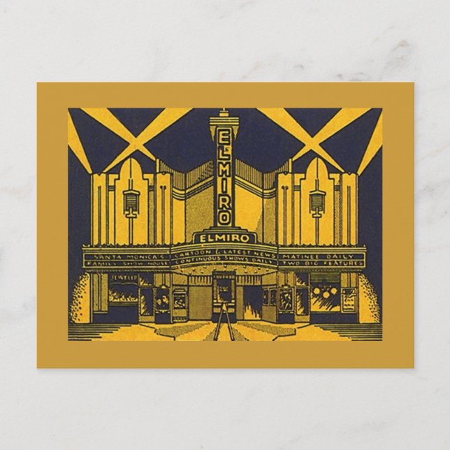 STYLIZED EL MIRO THEATRE SANTA MONICA CA Postcard (Front)