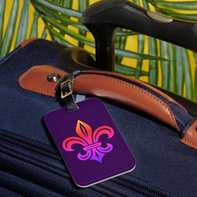 "Stylized Fleur-de-lis" Luggage Tag (Front Insitu 1)