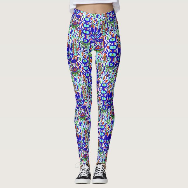 STYLIZED FLORAL ABSTRACT LEGGINGS (Front)