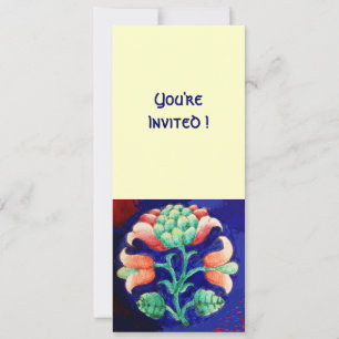 STYLIZED FLOWER/PINK RED GREEN ORANGE BLUE FLORAL INVITATION